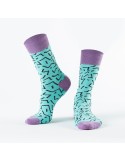 Turquoise women\'s socks with black patterns SD22 - Online store - Boutique